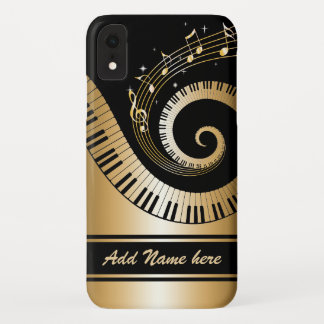 Klavier-Schlüssel und GoldMusiknoten iPhone XR Hülle