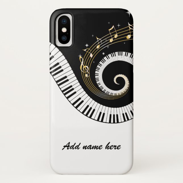Klavier-Schlüssel und GoldMusiknoten Case-Mate iPhone Hülle (Rückseite)