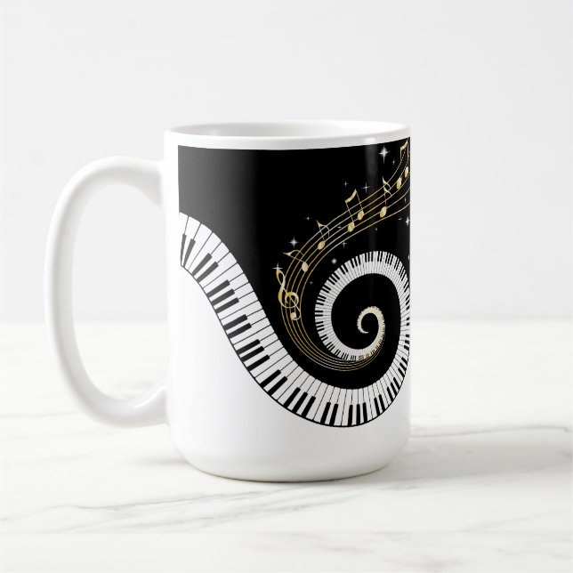 Klavier-Schlüssel und GoldMusiknoten Tasse (Links)