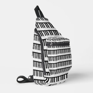 Klavier Schwarz-Weiß-Musiker-Instrument Crossbody Bag