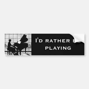 Klavier Silhouette Art Deco Stil   Schwarz und Wei Autoaufkleber