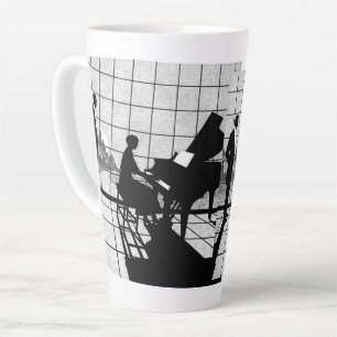 Klavier Silhouette Art Deco Stil Schwarz und Wei Milchtasse
