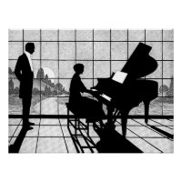 Klavier Silhouette Art Deco Stil | Schwarz und Wei