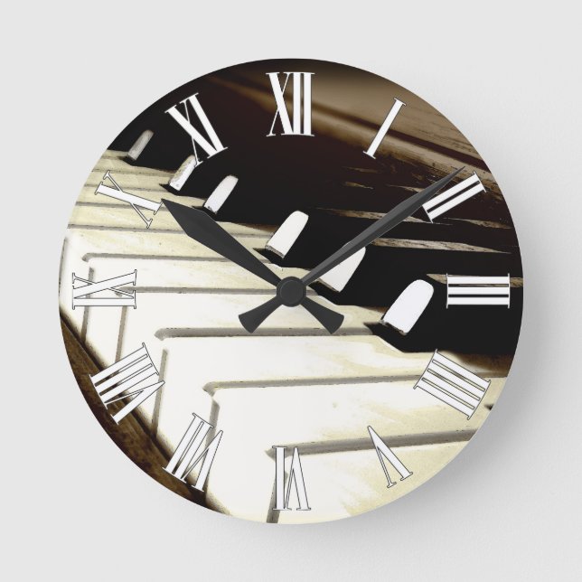 Klavier spielt Musik Lover's Wall Clock Runde Wanduhr (Vorderseite)