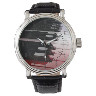 Klavier-Tastatur-rotes weißes und blau Armbanduhr