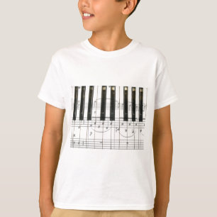 Klavier-Tastatur und Musiknoten T-Shirt