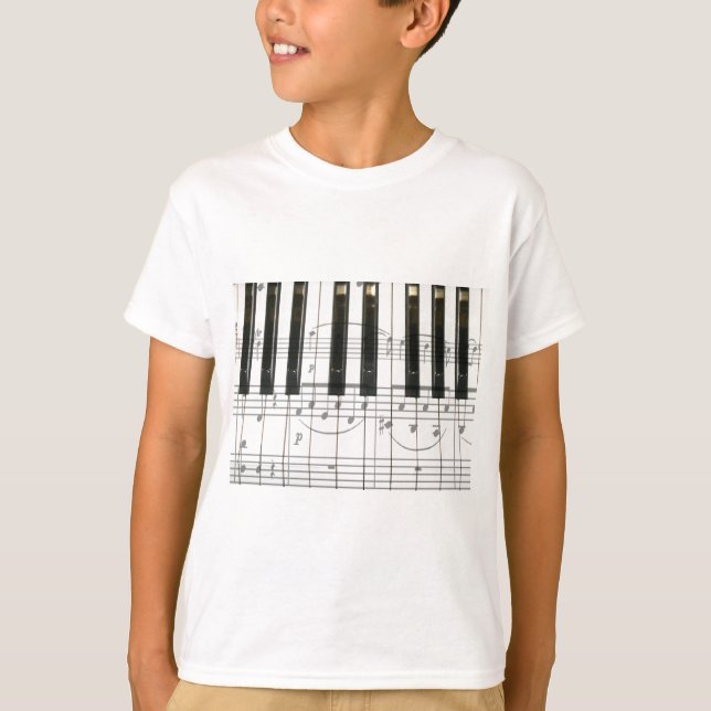 Klavier-Tastatur und Musiknoten T-Shirt (Vorderseite)