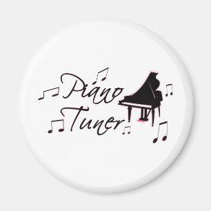 Klavier-Tuner-Musiknoten mit rosa Pedalen und Magnet