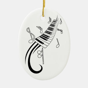 Klavier und Musiknoten Keramik Ornament