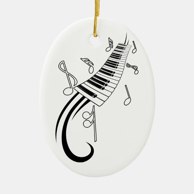 Klavier und Musiknoten Keramik Ornament (Vorne)