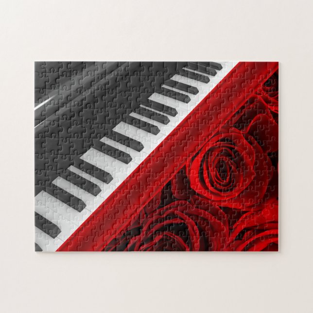Klavier und Rosen Puzzle (Horizontal)