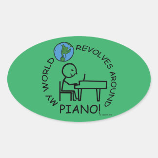Klavier - Weltumdrehungen um Oval Sticker