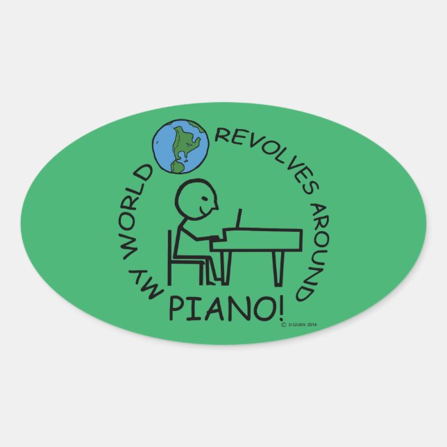 Klavier - Weltumdrehungen um Oval Sticker (Vorderseite)
