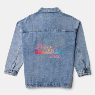 Klavierfarbige Keyboard-Musikanmerkungen Jeansjacke