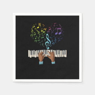 Klavierherz Musiknoten Treble Clef Piano Keyboard Serviette