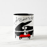 Klavierkatze Zweifarbige Tasse<br><div class="desc">Pianistin</div>