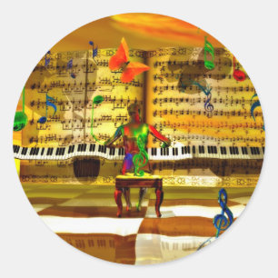 Klavierkunst Runder Aufkleber