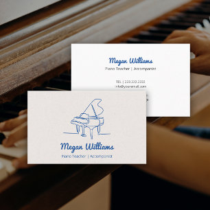 Klavierlehrer Musikunterricht Line Drawing Grand P Visitenkarte
