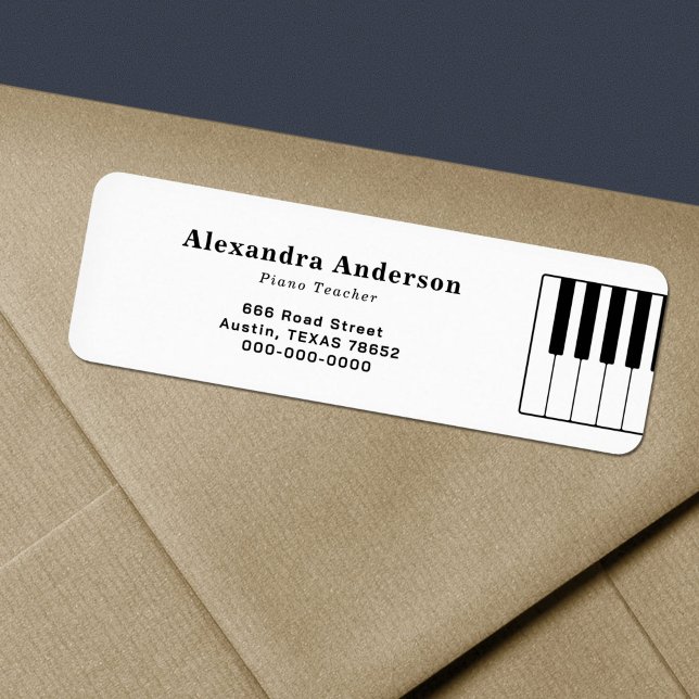 Klavierlehrer-Rücksendeadressetikett (Piano Teacher Return Address Label)