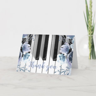 Klaviermusik dusty blue floral vielen Dank Dankeskarte