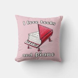 Klaviermusik lieben und Bücher lesen Rosa Kissen