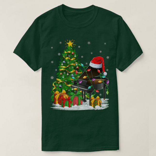Klaviermusik Lover Matching Weihnachtsmannmütze Pi T-Shirt (Design vorne)