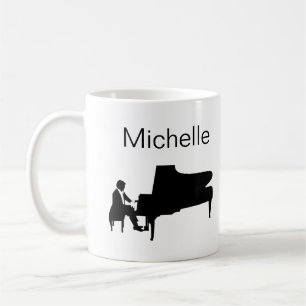 Klaviermusik Noten Schrift Name Schwarz Weiß Kaffe Kaffeetasse
