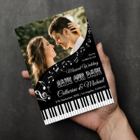 Klaviermusik Schwarz-Weiß-Foto QR-Code Hochzeit