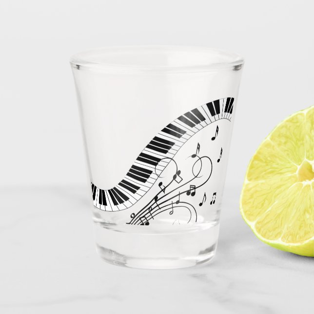 Klaviermusikdesign Schnapsglas (Vorderseite)