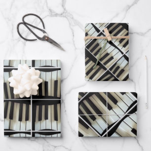 Klaviermusikinstrumente schwarz und weiß geschenkpapier set