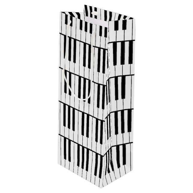 Klaviermusiklehrer Geschenktüte Für Weinflaschen (Vorderseite Schrägansicht)