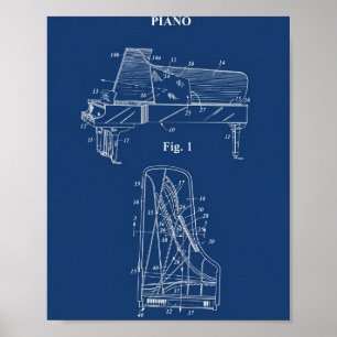 Klavierpatent 1938 Blueprint Poster