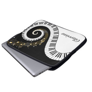 Klavierschlüssel und Gold-Musiknote Laptopschutzhülle