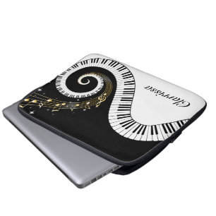 Klavierschlüssel und Gold-Musiknote Laptopschutzhülle