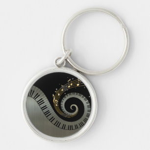 Klavierschlüssel und Gold-Musiknote Schlüsselanhänger