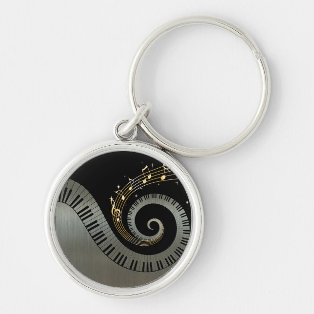 Klavierschlüssel und Gold-Musiknote Schlüsselanhänger (Vorne)
