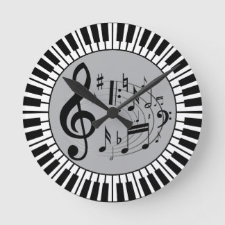 Klavierschlüssel und Musiknote Runde Wanduhr