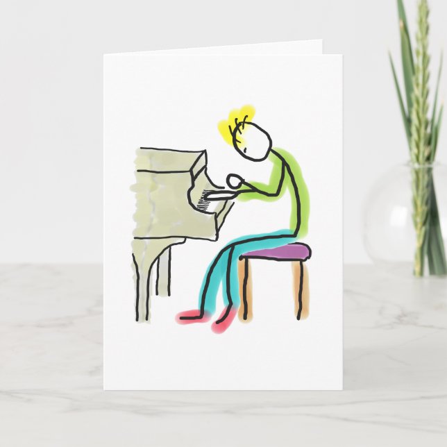 Klavierspielender Stickman Karte (Vorderseite)