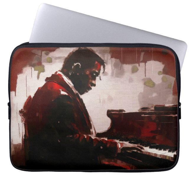 Klavierspieler in einer Bar spät in der Nacht Laptopschutzhülle (Vorderseite)