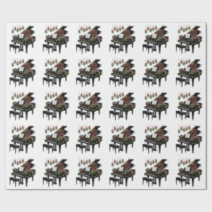 Klavierspieler Xmas-Beleuchtung Santa spielt Geschenkpapier