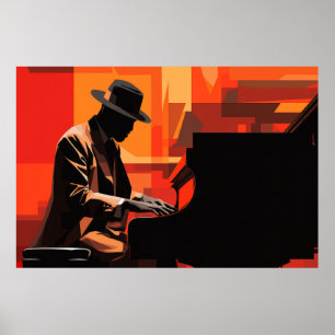 Klavierspielermusik Malerei Abstrakt Art Deco Poster