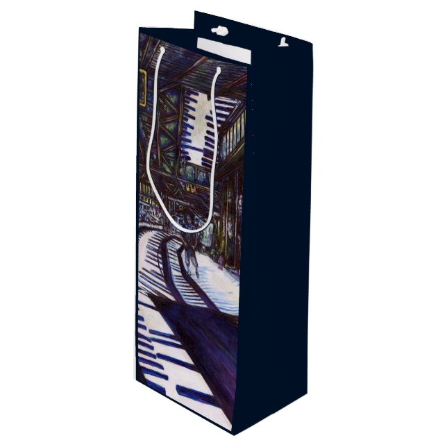 Klavierstühlen Geschenktüte Für Weinflaschen (Vorderseite Schrägansicht)