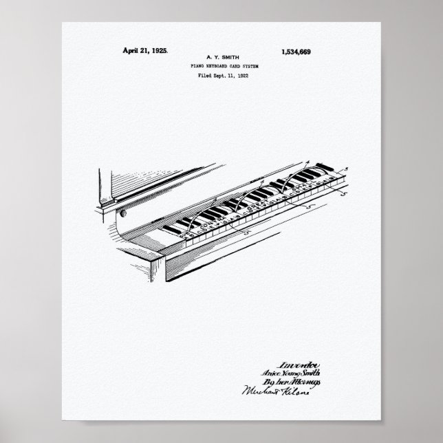 Klaviertastatur 1925 Weißbuch zum Thema "Patent Ar Poster (Vorne)