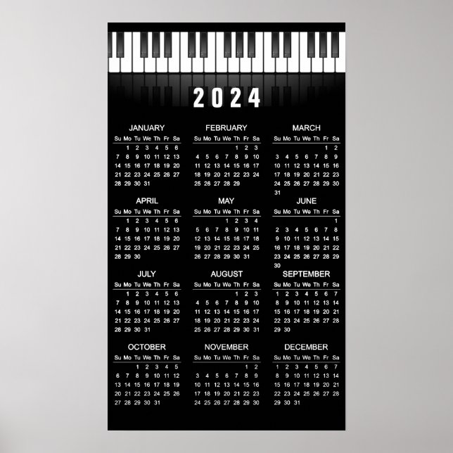 Klaviertastatur 2024 Wall Calendar Poster (Vorne)