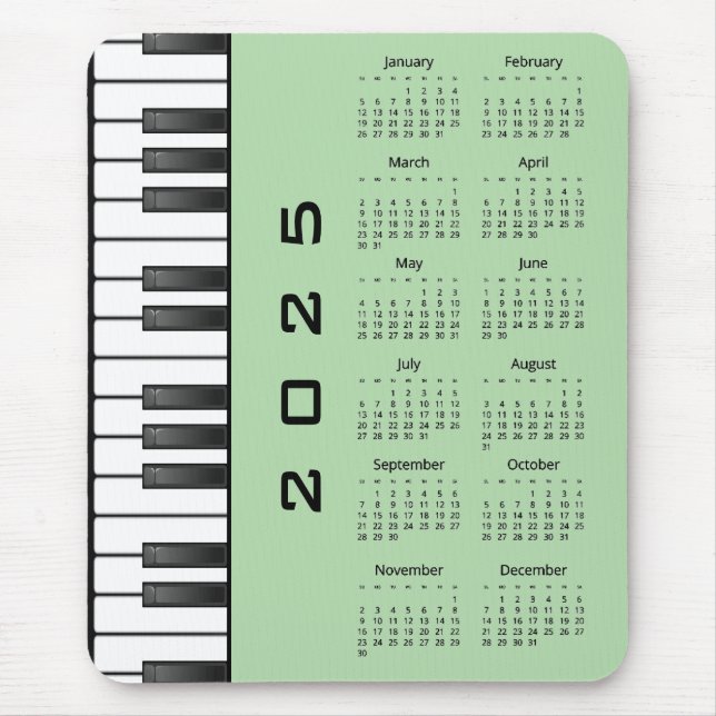 Klaviertastatur 2025 Kalender Mousepad (Vorne)