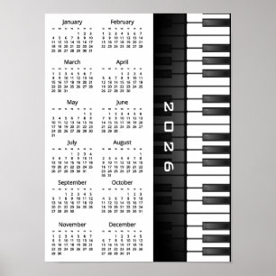 Klaviertastatur-Design 2026 Wandkalender Poster