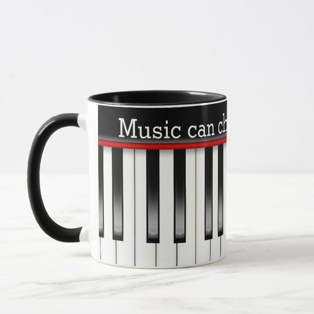Klaviertastatur mit Musikangebot Tasse (Links)