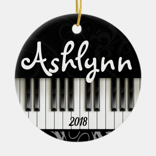 Klaviertastatur Personalisiert Pianist Musikergesc Keramik Ornament (Vorne)