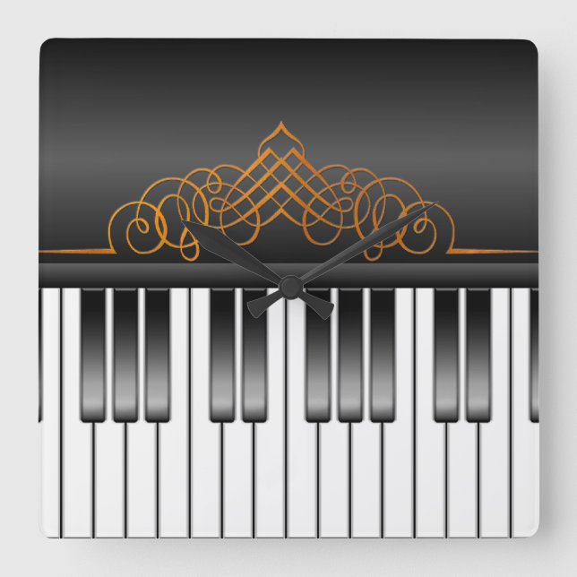 Klaviertastatur Quadratische Wanduhr (Vorderseite)