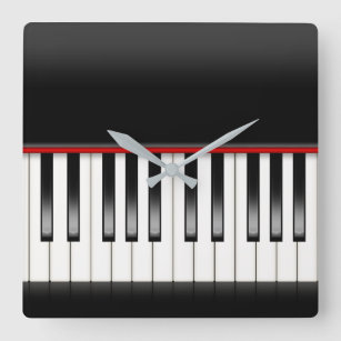 Klaviertastatur Quadratische Wanduhr